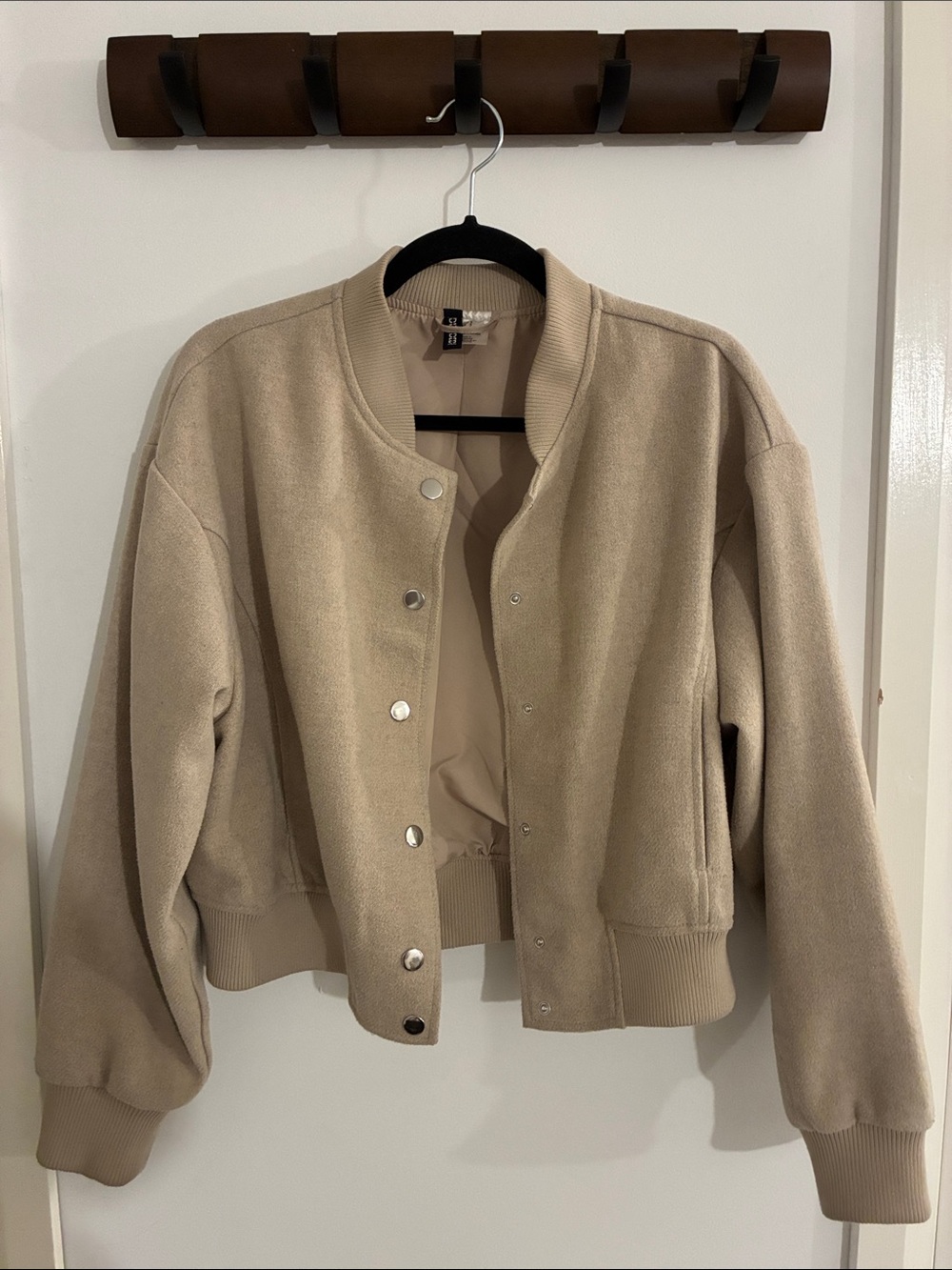 H&M Beige Varsity Bomber Jacket